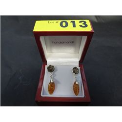 Baltic amber sterling silver earrings - new