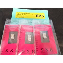 Three - .999 solid silver bars