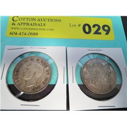 1940 & 1943 King George 80% silver Canadian coins