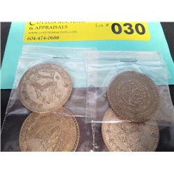 4x - 1960's 10% silver Eagle & snake Mexican coins