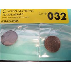 Two - WWII Nazi German zinc coins