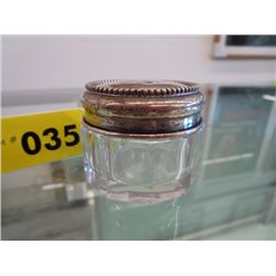 Antique crystal pot - Sterling silver top