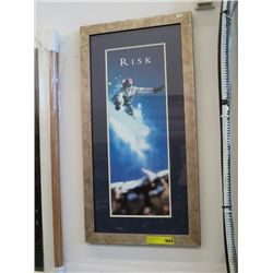 32" x 18" framed picture of a snow boarder