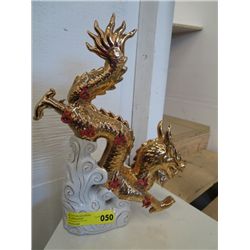 17" tall gilded porcelain dragon