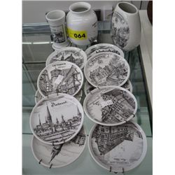 13 pieces of German porcelain souvenir ware
