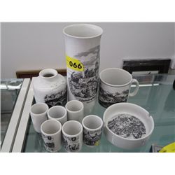 10 pieces of German porcelain souvenir ware
