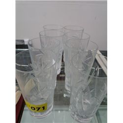 Eight pinwheel crystal tumblers, 5" tall