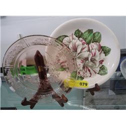 Two vintage plates - plate rests not included