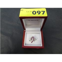 14KT WG Diamond and Ruby ring