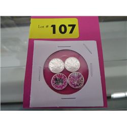 4X .999 solid silver Marijuana leaf motif coins