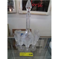 Pinwheel crystal decanter & glasses