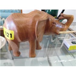 Carved wooden elephant 6.5" tall 9" long