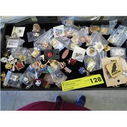 Approximately 3 dozen decorative pins