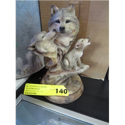 Old Mill Creek wolf family statue