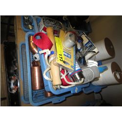 Six trays - Plumbing repair, safety glasses, etc.