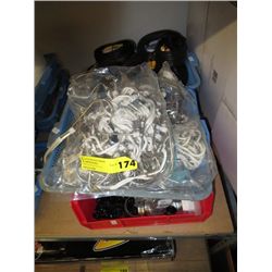 Five trays of hooks, cables, etc.