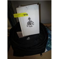 Metal decorative object and two backpacks