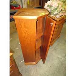 Corner cabinet with spring loaded door