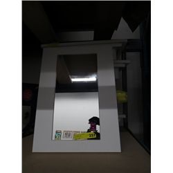 Glass fronted white medicine cabinet