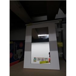 Glass fronted white medicine cabinet