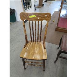 Antique oak press back chair