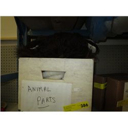 Box of faux fur animal costume parts