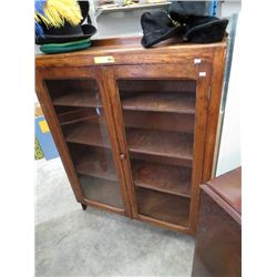 Antique book cupboard, glass panel doors