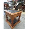 Image 1 : End table, wood, leather insert top 18" square
