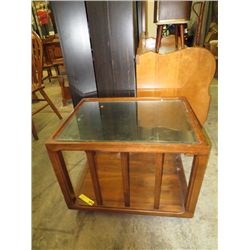 Glass topped coffee table