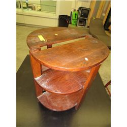 Pair of wooden half moon shelves