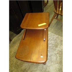 Pair of vintage two-level maple end tables