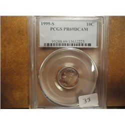 1999-S ROOSEVELT DIME PCGS PR69 DCAM