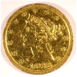 1846 D $5 GOLD LIBERTY XF