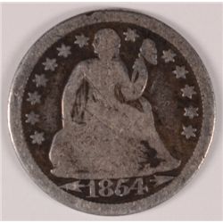 1854 SEATED LIBERTY DIME VG