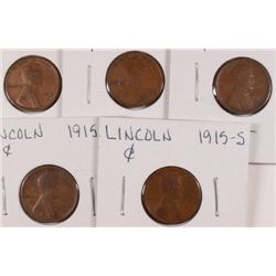 5-1915-S LINCOLN CENTS AVG CIRC