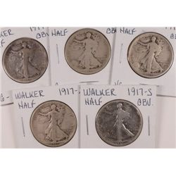 5-1917-S OBV WALKING LIBERTY HALF DOLLARS AVG CIRC