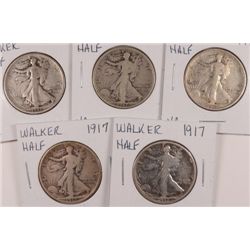 5-1917 WALKING LIBERTY HALF DOLLARS AVG CIRC