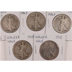 5-1918 WALKING LIBERTY HALF DOLLARS AVG CIRC