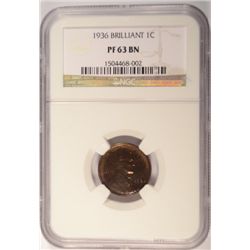 1936 PROOF BRILLIANT LINCOLN CENT NGC PF-63 BN