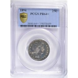 1894 BARBER QUARTER PCGS PROOF 64+, ITS REALLY PROOF 65!