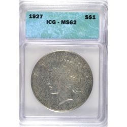 1927 PEACE DOLLAR ICG MS62