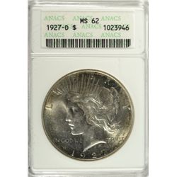 1927-D PEACE DOLLAR ANACS MS62