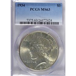 1934 PEACE DOLLAR PCGS MS63