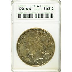 1934-S PEACE DOLLAR ANACS EF-40