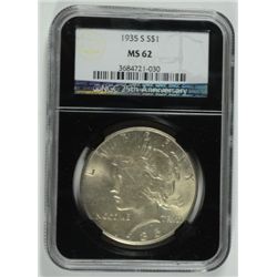 1935-S PEACE DOLLAR NGC MS62