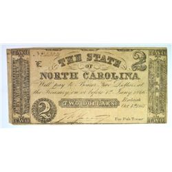 1861 $2 STATE OF NORTH CAROLINA NOTE