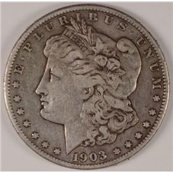 1903-S MORGAN SILVER DOLLAR, VF/XF