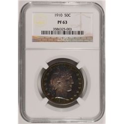 1910 PROOF BARBER HALF DOLLAR NGC PF63