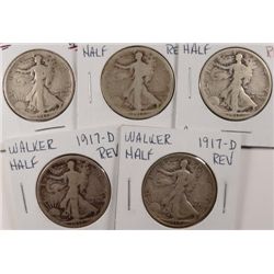 5-1917-D REV WALKING LIBERTY HALF DOLLARS AVG CIRC