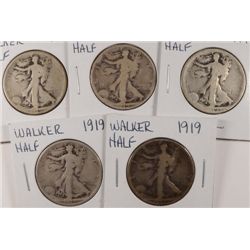 5-1919 WALKING LIBERTY HALF DOLLARS AVG CIRC